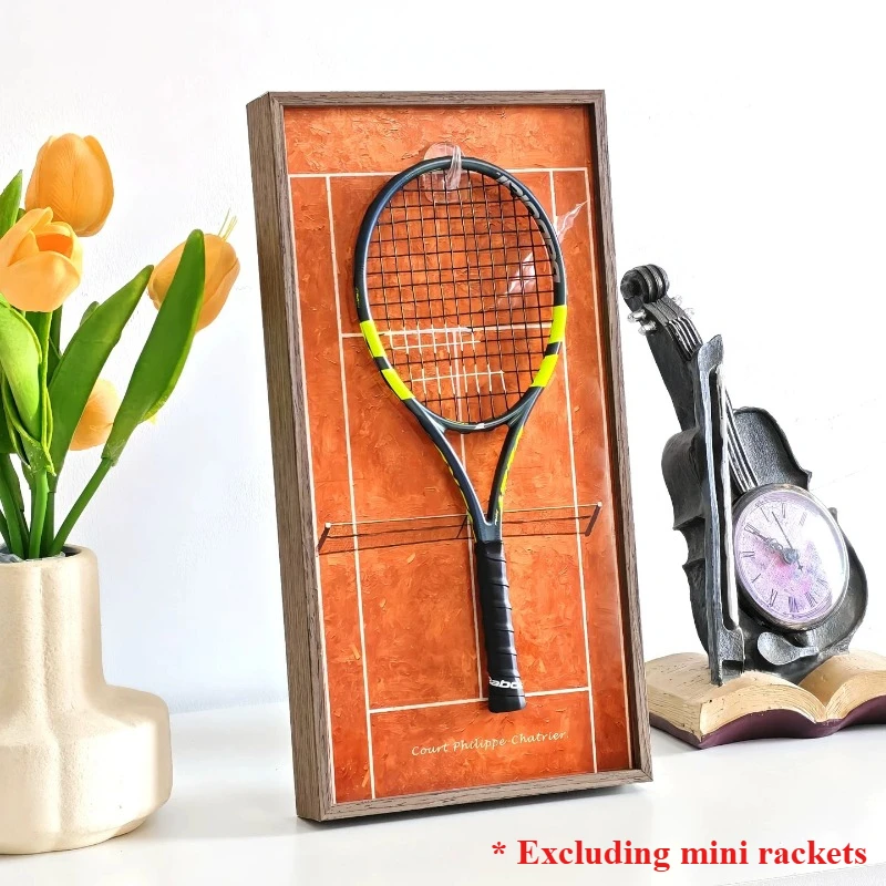 Tennis Court Painting Frame Mini Tennis Racket Display Frame Personalized Decorative Painting Wall-mounted Home Decor Accessory