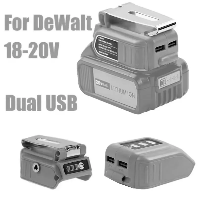 

60W 5A Converter Adapter USB Charger For DeWalt 20V 18V Lithium Battery 12V DC Output Interface Compatible Electrical Appliances