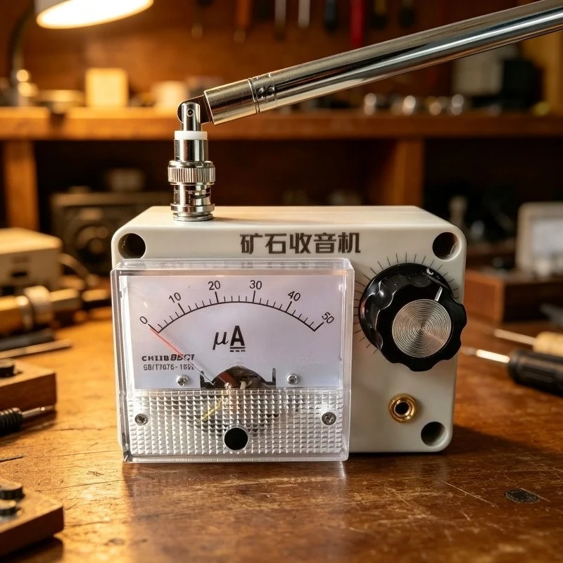 Portable Pointer Type Crystal Radio FM Single Band DIY Science Experiment Kit Retro Educational Toy