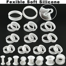 PAIR- Silicone Flexible Double Flared Ear Plugs Hollow Ear Flesh Tunnel Plug Ear Gauge Stretchers Piercing Jewelry 3mm-50mm