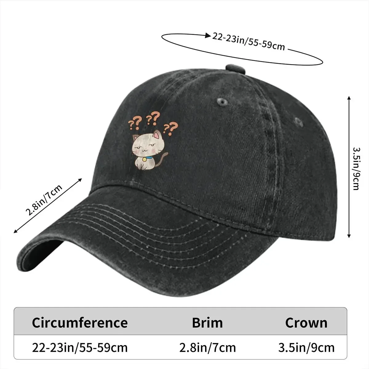 Cute Cat Animals Multicolor Hat Peaked Women's Cap Three Question Marks Personalized Visor Protection Hats