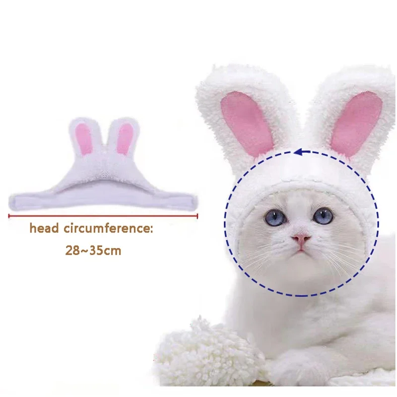 Funny Cat Headgear Cute Rabbit Ears Cap for Cats Warm Plush Pet Hat Christmas Cosplay Props PhotoProp Kitten Headwear Supplies