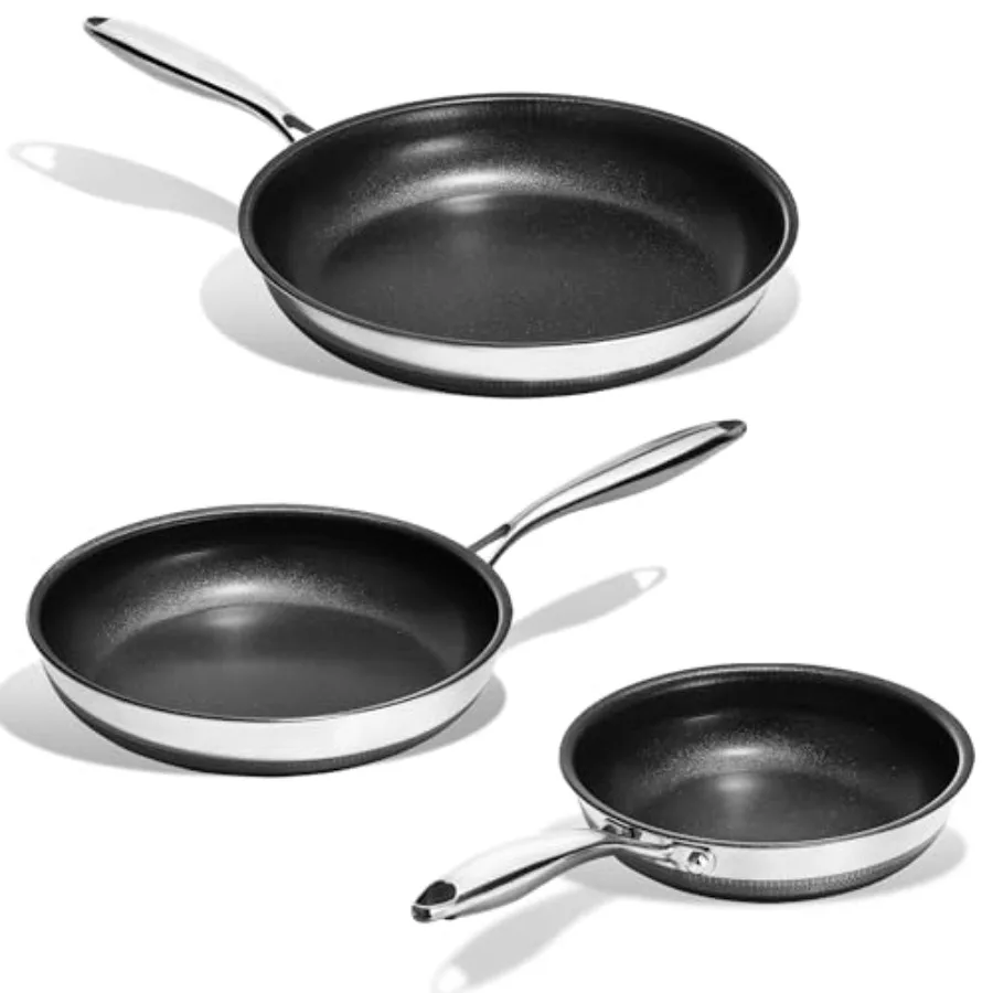 

Titanium Non Stick Frying Pan Set 8 10 12 Ceramic Frying Pans Nonstick 3 Pieces Non Toxic Skillets Stainless Steel PFAS