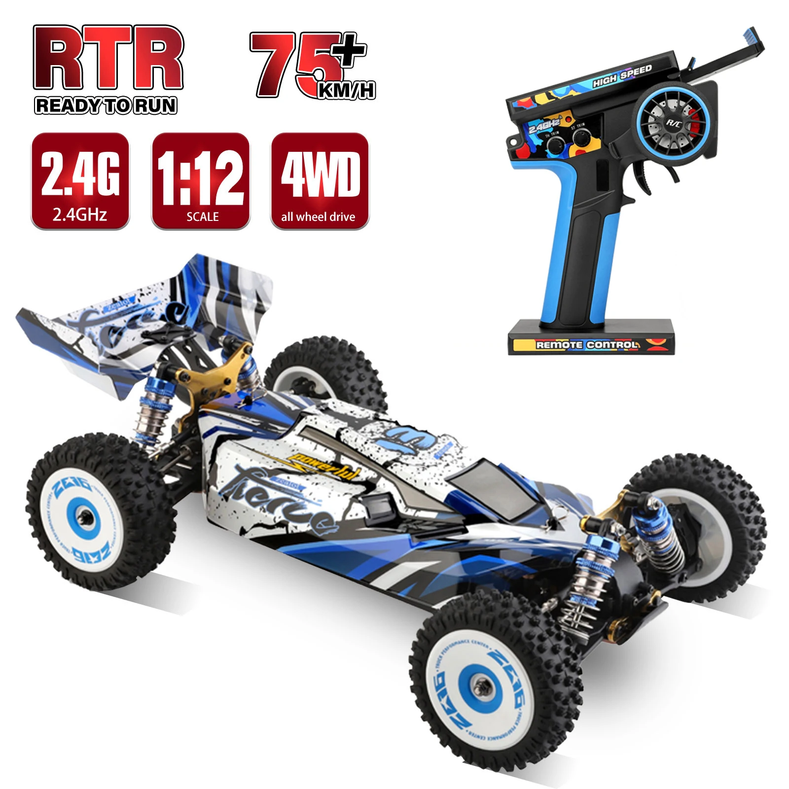 WLtoys 124017 Remote Control Car Off-Road Car High Speed Remote Control Crawler 1/12 2.4GHz Racing Car 75km/h 4WD RTR