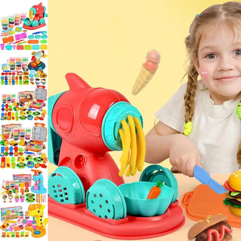 Creative DIY Handmade Mold Modeling Tool Ice Cream Color Clay Noodle Machine Colorful Plasticine Kids Play House Toys Gifts