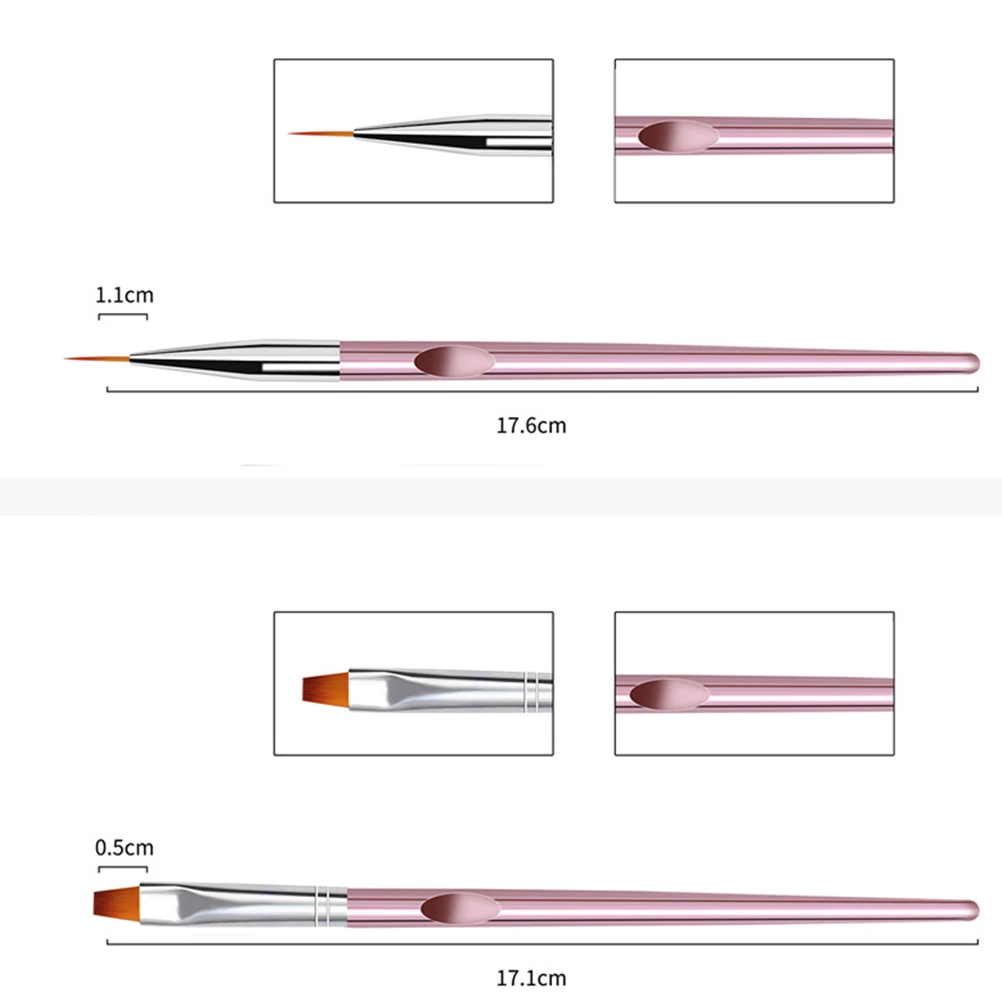 

10pcs Art Brush Set Crystal Liner Dotting Pen Manicure Salon Home Rose Gold Lightweight Long Handle Durable Nail Supplies Tool