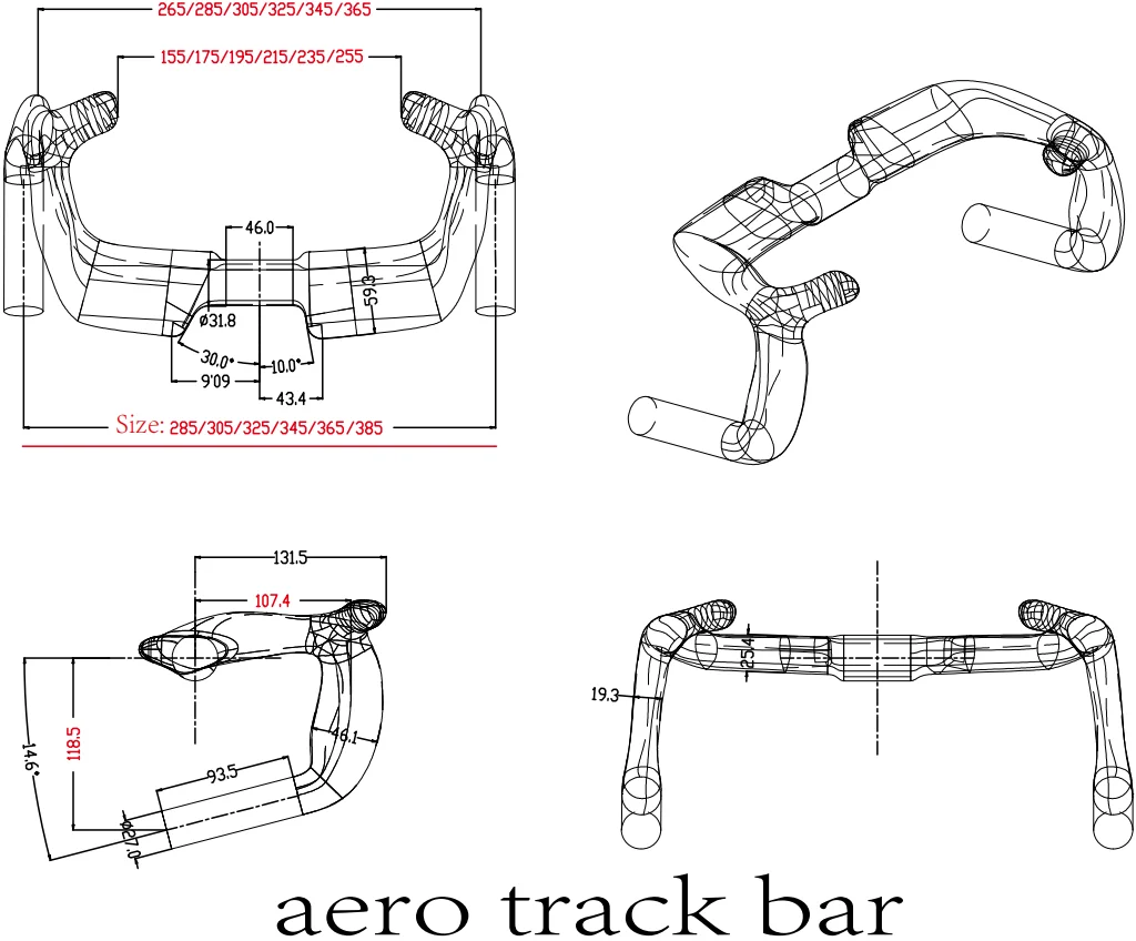 BIKEDOC HB25 305mm Carbonfaser-Rennradlenker TT Sprint Fahrradlenker UD Matt 31,8MM – Detail 2