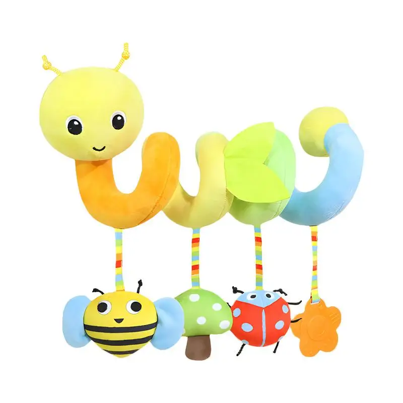 

Crib Spiral Toy Colorful Caterpillar Sensory Rattles Animal Spiral Stuffed Rattle Hanger Car Seat Toys For Sensory Learning Earl