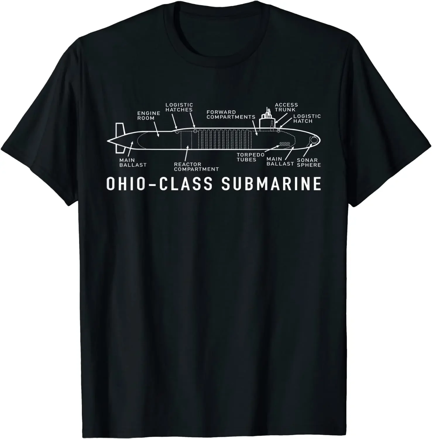 Ohio-Class Nuclear Submarines Infographic Blueprints Men T-Shirt Short Sleeve Casual Cotton O-Neck Summer Shirt
