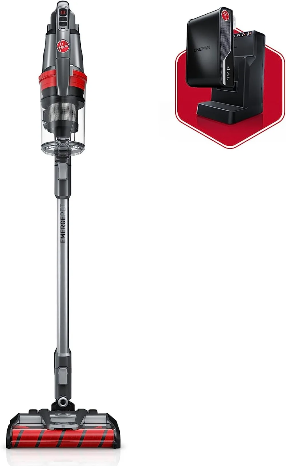 

ONEPWR WindTunnel Emerge Pet Cordless Lightweight Stick Vacuum with All-Terrain Dual Brush Roll Nozzle, BH53602V, Silver