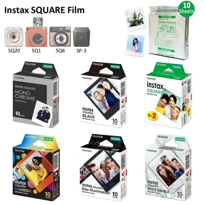 Fujifilm Instax SQUARE Film White/Rainbow/B&W Edge Photo Paper For Fuji Instax SQ6 SQ10 SQ20 Hybrid Instant Camera Share SP-3