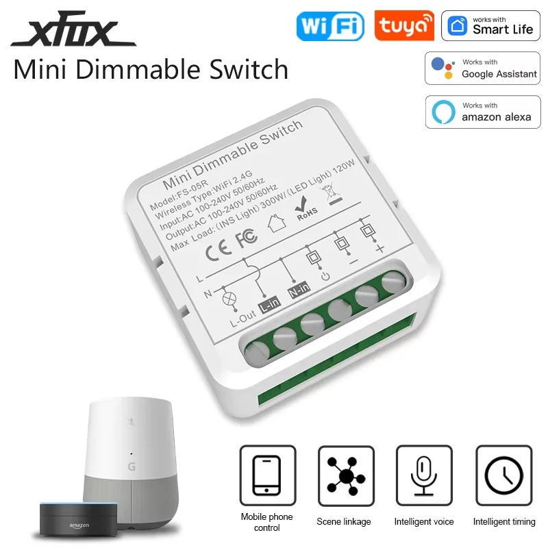 Tuya Smart Dimmer Switch Module WiFi Smart Home Automation DIY Breaker APP Remote Control Works with Alexa and Google Home