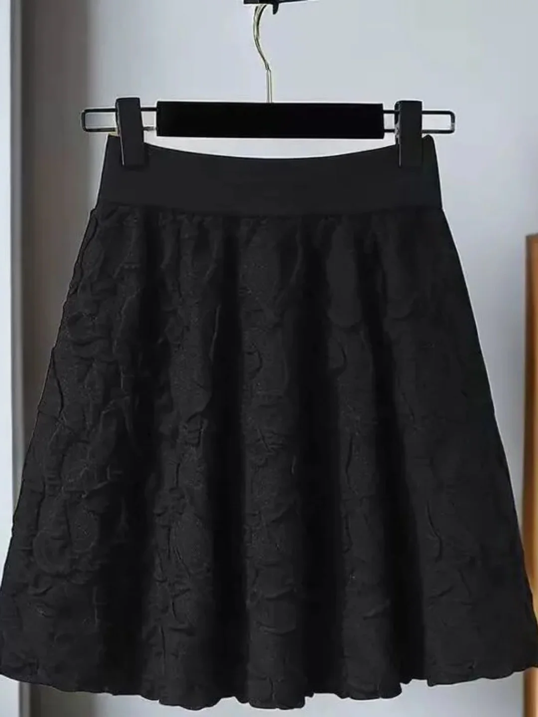 plus Size A-Line  Skirt Women's Loose Fitting Fluffy Short Skirt High Waist Casual Style Knitted Fabric Casual Wear