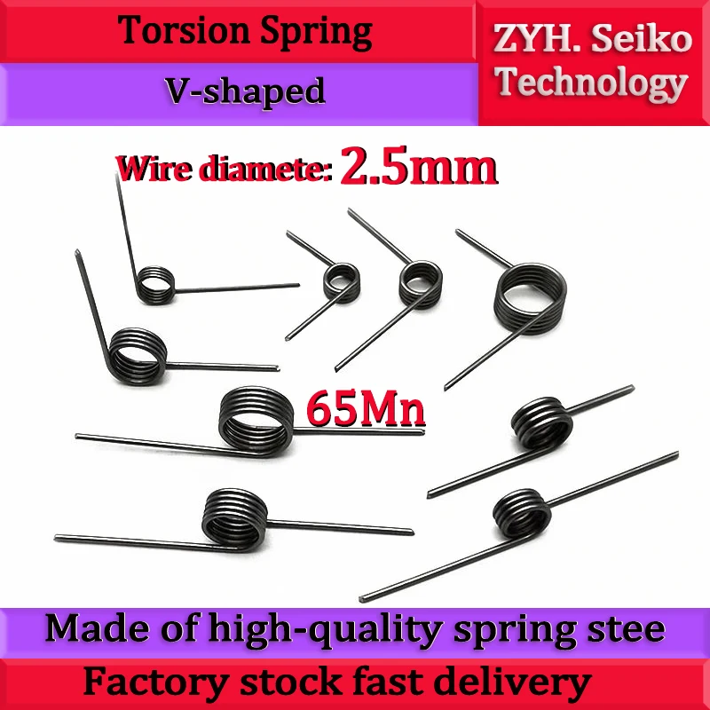 10 Pcs 2.5 mm Spring Steel Small V Shaped Coil Torsion Spring 60 90 120 180 Degree Spring Clip 3 Laps 6 Laps 9 Laps Coil