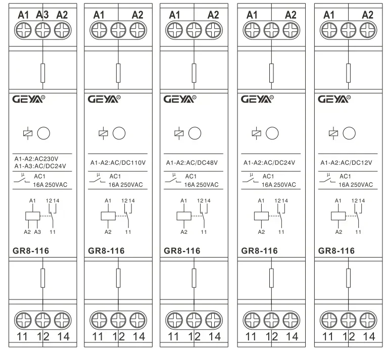 GEYA GR8  Intermediate Relay AC/DC12V 24V 48V 110V AC230V Auxiliary Relay 8A 16A 1SPDT 2SPDT 3SPDT Electronic Relay Switch