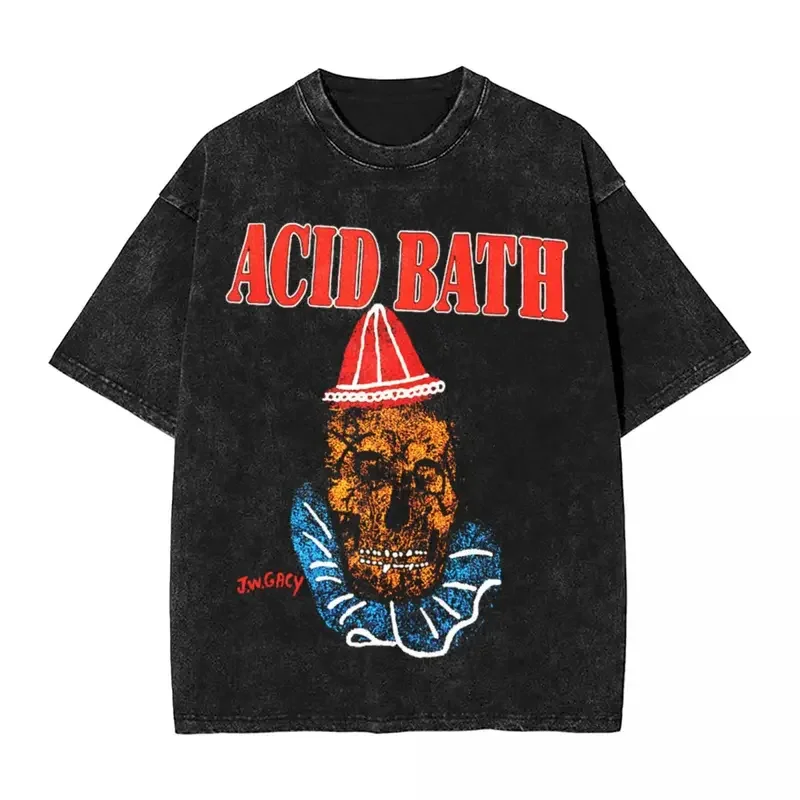 Acid Bath washed T shirts streetwear hip hop casual T-shirts tee shirt men women 100% cotton Harajuku summer