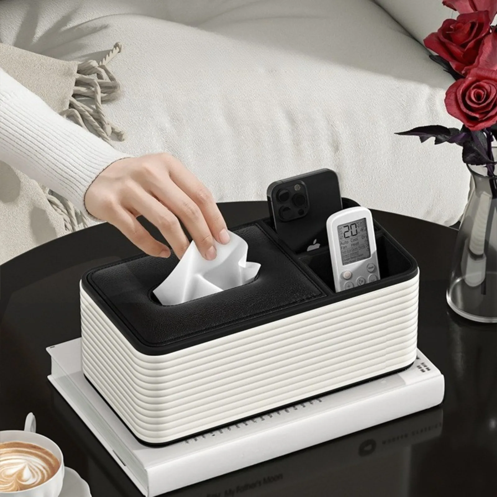 

Leather Tissue Holder Box Dustproof Napkin Dispenser Decorative Storage Organizer Luxury Desktop Coffee Table Home Bedroom Use