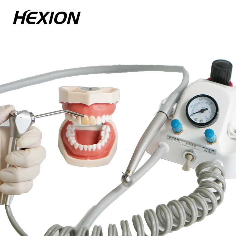 

HEXION Стоматологический портативный турбинный блок, 3-ходовой шприц и высокоскоростной наконечник с 2/4 отверстиями, работает воздушный компрессор, оборудование для отбеливания зубов