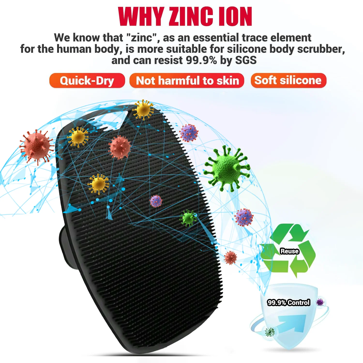 Zachte siliconen exfoliërende borstel Wrijf rugborstel Lichaamsreiniging Scrubber Borstel Douche Zachte massage Badborstel Badbenodigdheden