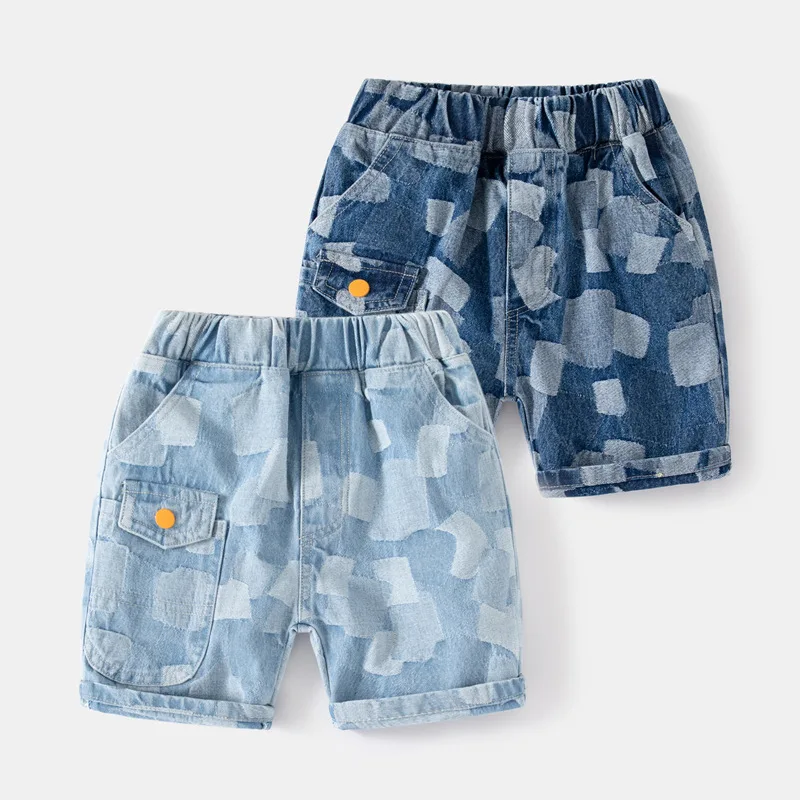 

New Kids Summer Fashion Denim Short Pants Baby Boys Plaid Middle Pants Children Casual Jeans Shorts Trousers Clothing For 2-6Y