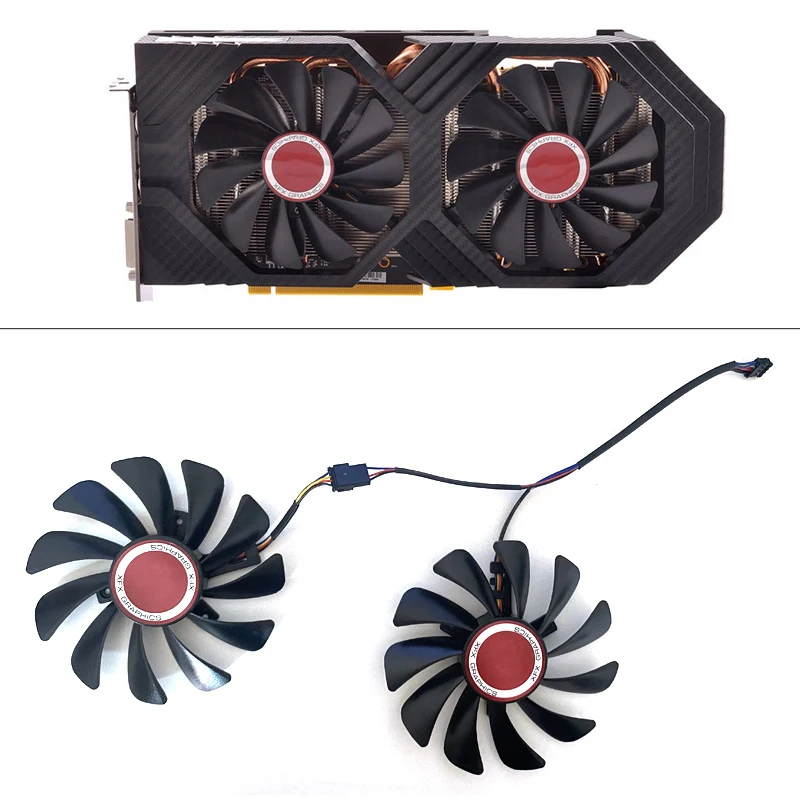 New 2pcs/set FDC10U12S9-C CF1010U12S 95mm Alternative RX590 GPU Video Card Cooler fan For XFX RX 590/580 VGA Video Card Cooling