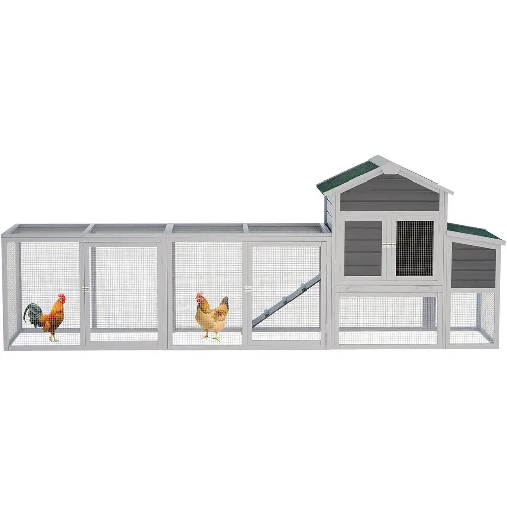 

Large Gray Wooden Chicken Coop with Nesting Box for Backyard Pets