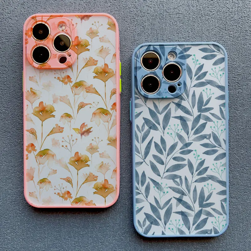 Aquarell Blume Pflanze Handy hülle für iPhone 12 13 Pro Max Mini 15 11 Pro Max XR XS X 14 7 8 Plus Se 2020 stoß feste Rückseite
