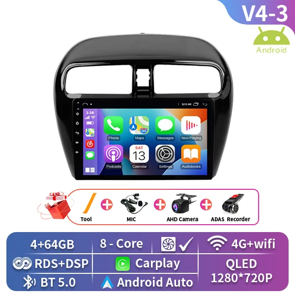 Android 15 Autoradio Voor Mitsubishi Mirage Attrage 2012-2018 Space Star 2014 Gps Navigatie Stereo Multimedia