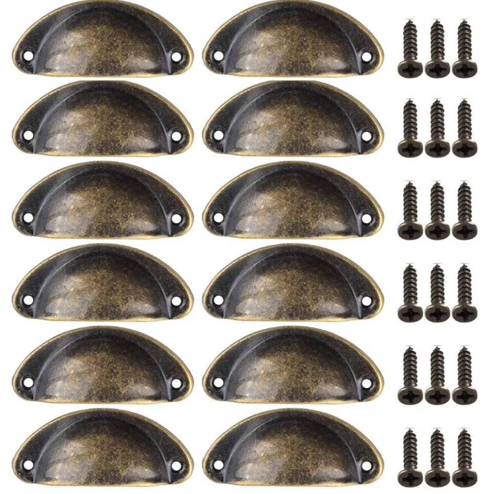 12Pc Cup Pull Shell Handles Half Moon Kitchen Cupboard Cabinet Door Drawer Handles For Home Furniture Cabinets Drawers 3.5x8cm