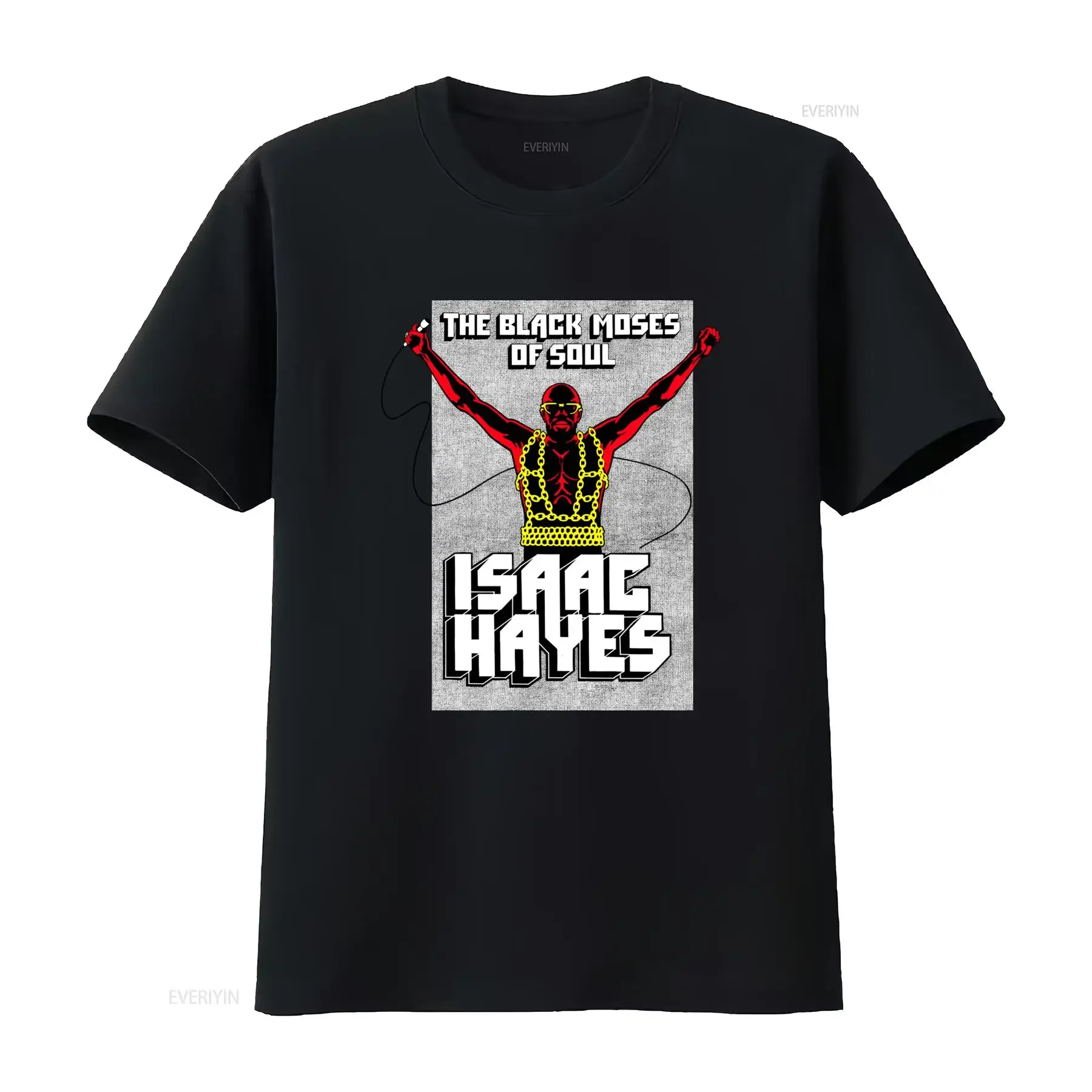 Vintage Retro Isaac Hayes The Black Moses Of Soul Music Print Casual T Shirt vintage Washed homme Comfortable Stylish Unisex