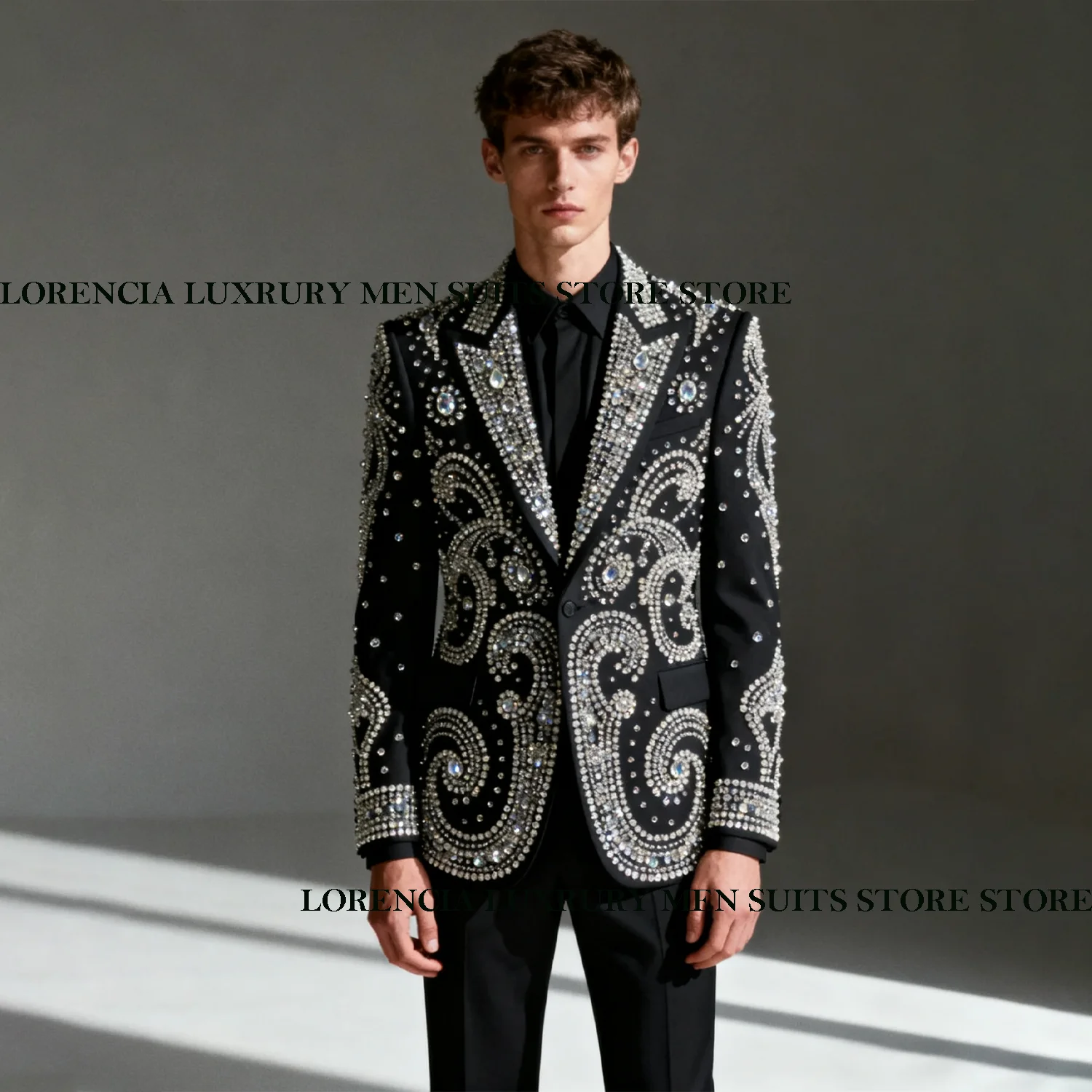 

Роскошные длинные пальто с кристаллами и бриллиантами по индивидуальному заказу, мужские костюмы, комплекты из 2 предметов, мужские пиджаки для жениха, смокинги для свадебной вечеринки, Ropa hombre
