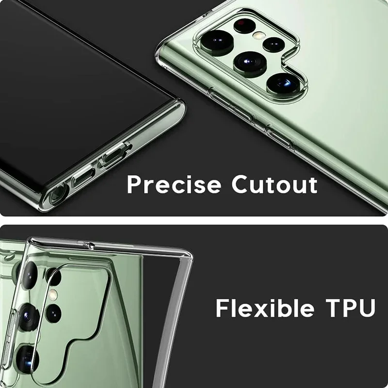 Crystal Silicone Clear Case For Samsung Galaxy S24 S23 S21 S20 FE S22 Plus Ultra Transparent Soft Back Cover S 23 24 22 21+ Capa