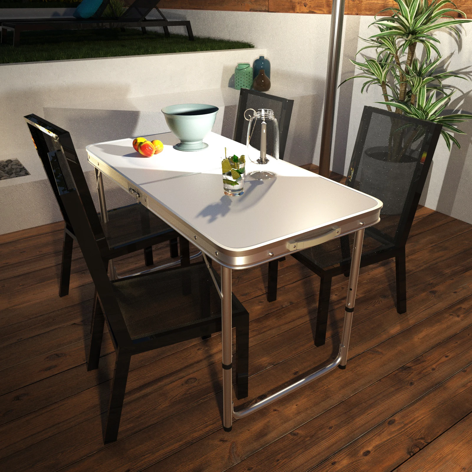 Lucn خفيفة الوزن طاولة قابلة للطي الألومنيوم 120 سنتيمتر 4ft ارتفاع قابل للتعديل 3 إعدادات التخييم نزهة شواء ث/مقبض حمل حديقة خارجية