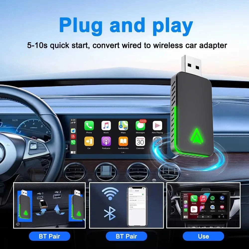 محول CarPlay اللاسلكي CarPlay اللاسلكي Android Auto AI Smart Box أنظمة السيارة الذكية للسيارة مع CarPlay السلكي