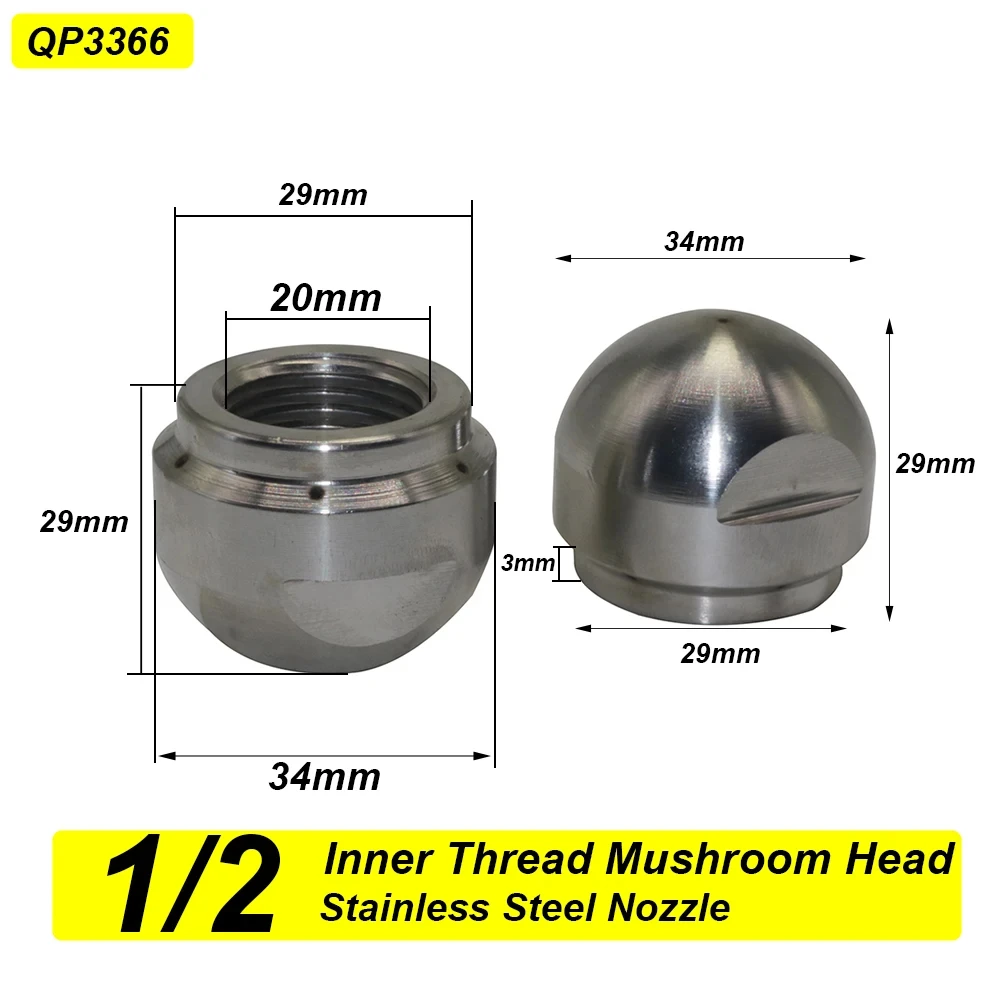 Stainless Steel Municipal Pipe Dredging Sprinkler Round Head Water Rat High Pressure Washer Accessories Sewer Cleaning Nozzle