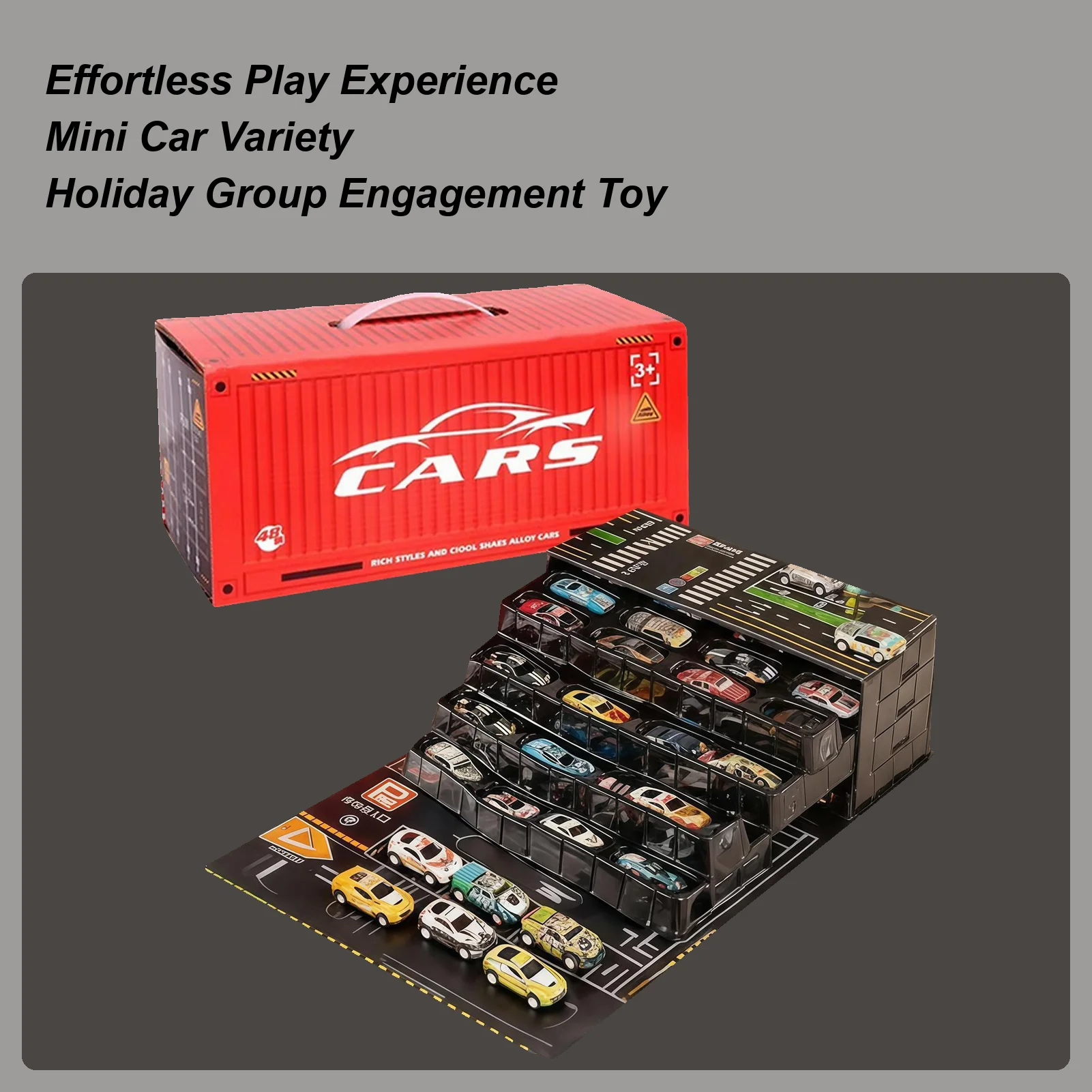 ألعاب تعليمية صغيرة قابلة للسحب للخلف مكونة من 48 قطعة من ألعاب السباق مع حصيرة لعب للأطفال والأولاد والمنزل والسفر وغرفة النوم والفصول الدراسية