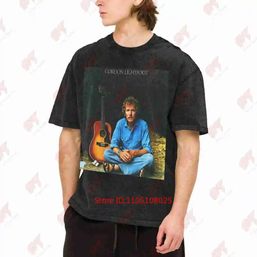 Retro Guitar Sundown Gordon Lightfoot Vintage Washed Tee Pure Cotton T-Shirt