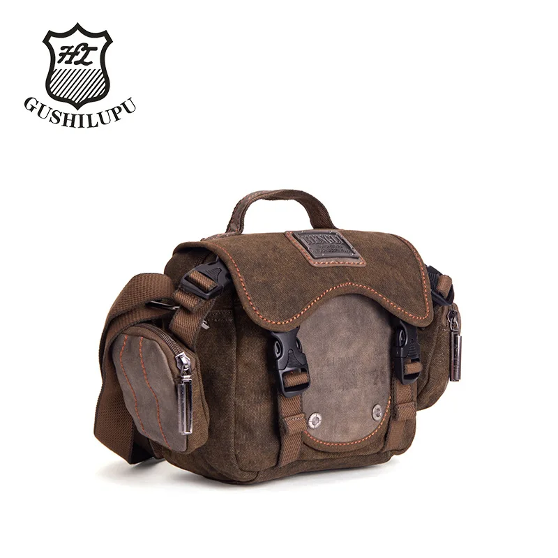 حقيبة كتف كلاسيكية للرجال بخياطة جلدية من القماش، حقيبة يد صدفية للتنقل، مقاومة للاهتراء، حقيبة ظهر صغيرة قطرية