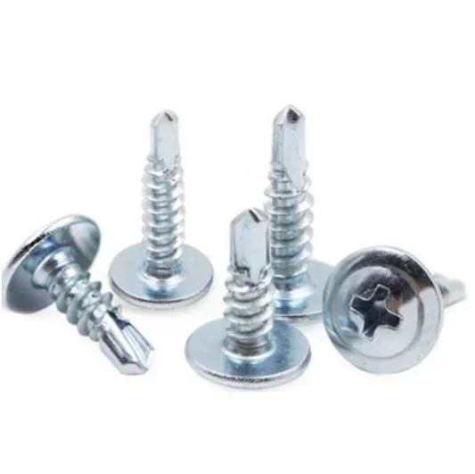 10Pcs Blue & White Zinc Plated M4.2x13/16/19/25/32/38mm Round Flat Head Cross Self-Drilling Screw-Drilling Screw