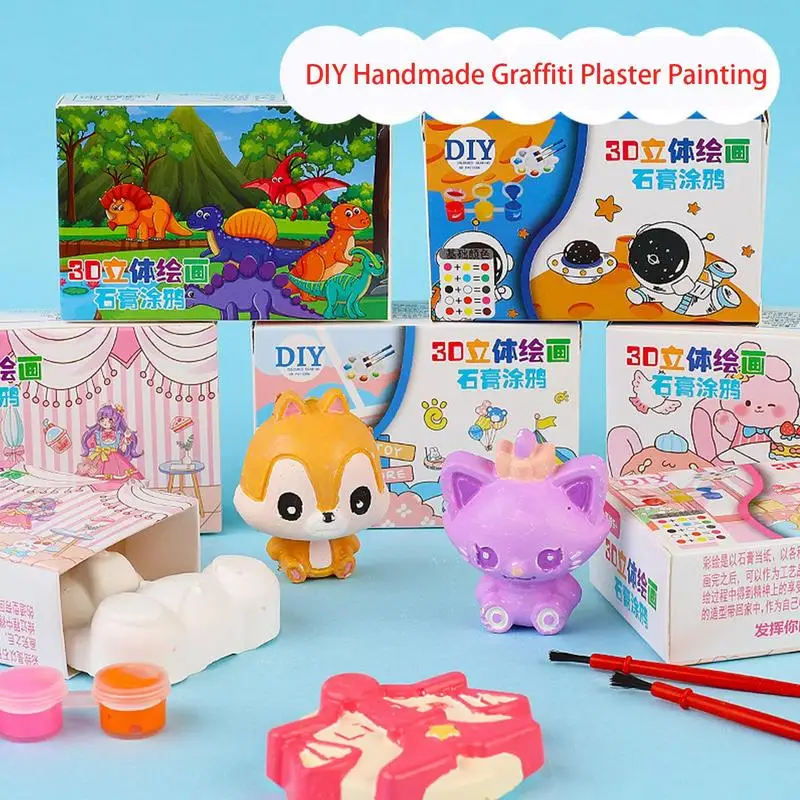 Plaster Painting Kit Paint Your Own Figurines Crafts Arts DIY 3D Creative Set Homemade Painting Educational Toy Gift For Kids