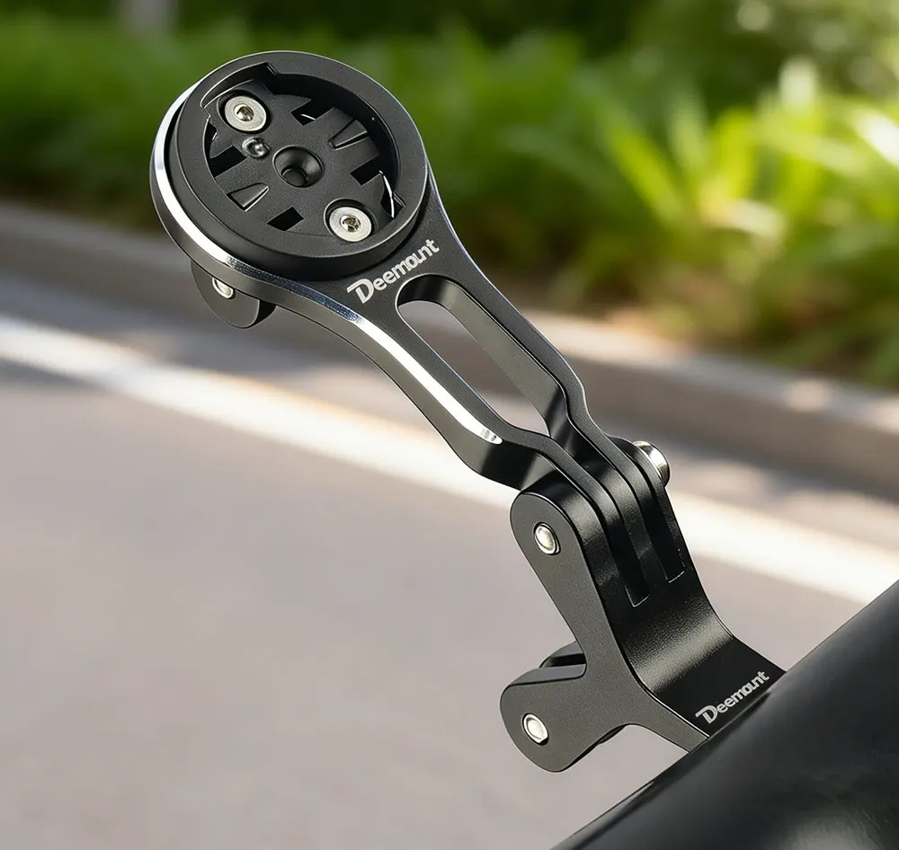 Integrierter Fahrrad-Lenker-Tachometerhalter mit 3 Basishaltern, passend für Garmin Wahoo Bryton, Doppeladapter für die Installation von Licht und Kamera – Detail 13
