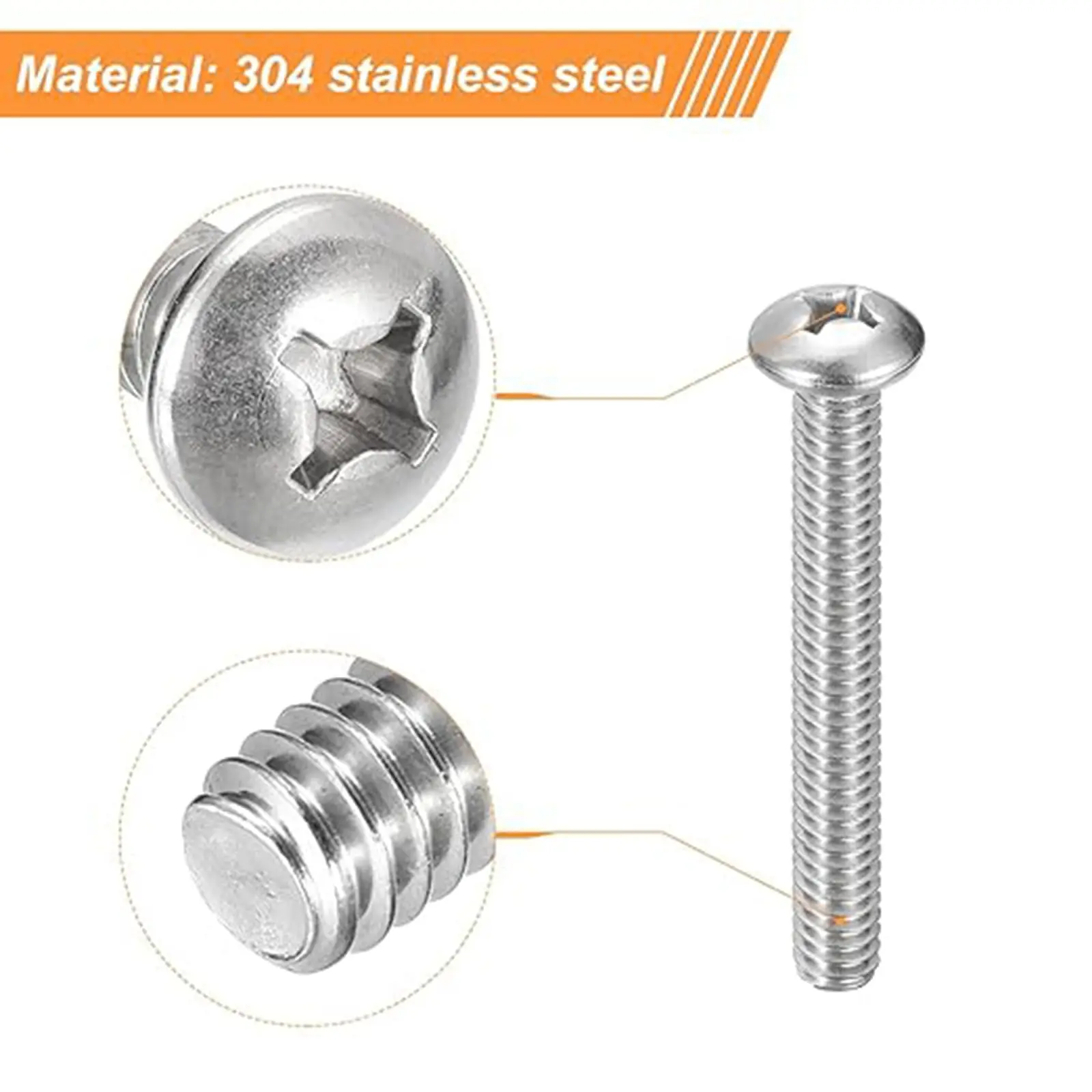 Camera TV Computer Screws M5 M6 304 Stainless Steel Phillips Pan Head 2-20Pcs Anti-Rust Machine Bolts for Assembly  Repair