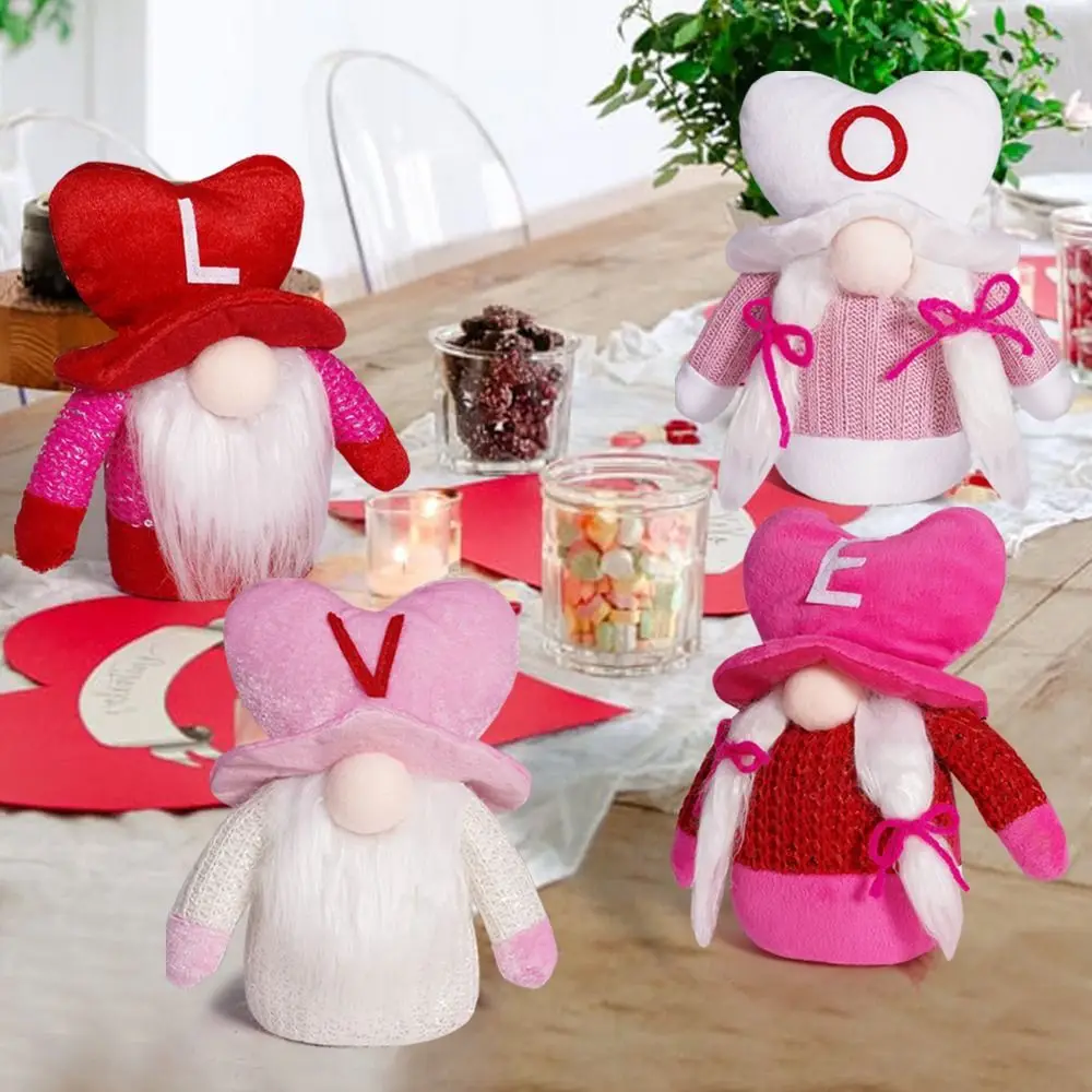 Creative น่ารักวันวาเลนไทน์ LOVE Gnome ตุ๊กตาสีแดง Soft Faceless ตุ๊กตา Plush การ์ตูนของขวัญวันวาเลนไทน์ Party Favor