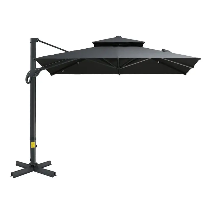 

10ft Offset Patio Umbrella, Hanging Cantilever Umbrella, Square Shape, Aluminum Base, Tilt & 360-Degree Rotation, Gray Color