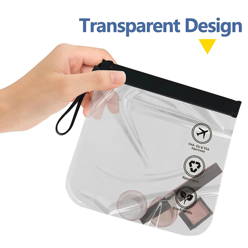 Saco impermeável e reutilizável transparente para mulheres, bagagem, uso de viagem, à prova de vazamento, voo, maquiagem, segurança aeroportuária, higiene pessoal
