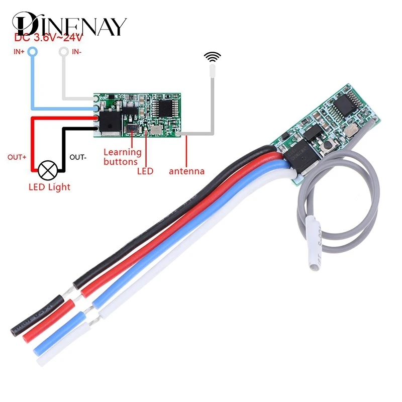 433Mhz 1ch Rf Relay Ontvanger Draadloze Afstandsbediening Lichtschakelaar Micromodule