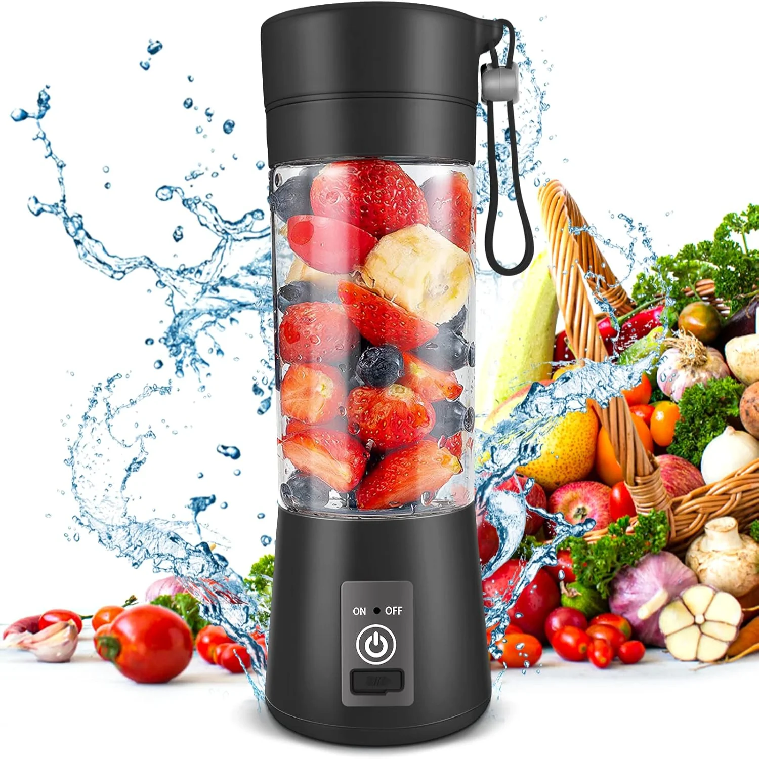 

Portable USB Rechargeable Personal Blender with Strong Cutting Power for Shakes and Smoothies, 380Ml Mini Traveling Fruit Veggie