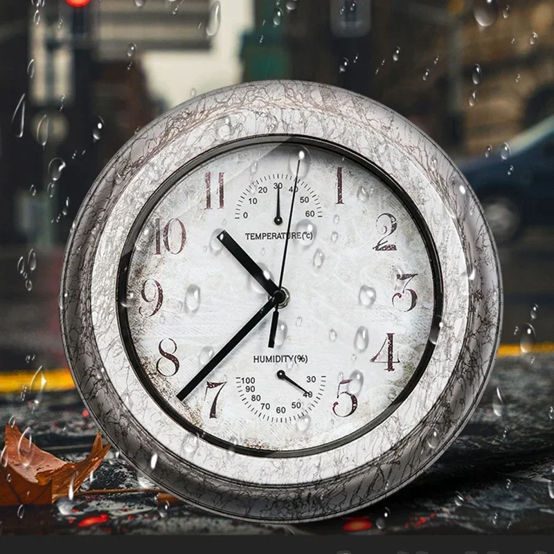 

Retro Country Outdoor Wall Clock Bathroom Clocks Accurate Travel Time Table Kitchen Moisture-proof Professional Waterproof