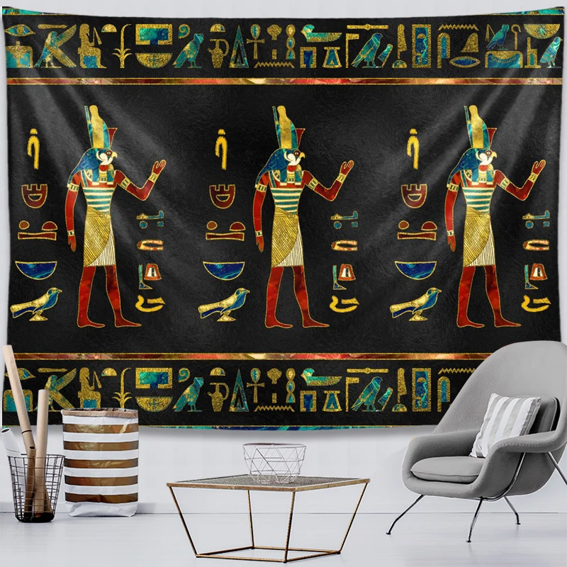 Mysterious Symbol Tapestries Wall Hanging Ancient Egyptian Tapestry  Cloth Home The Ankh Pharaoh Old Culture Vintage Wall Decor