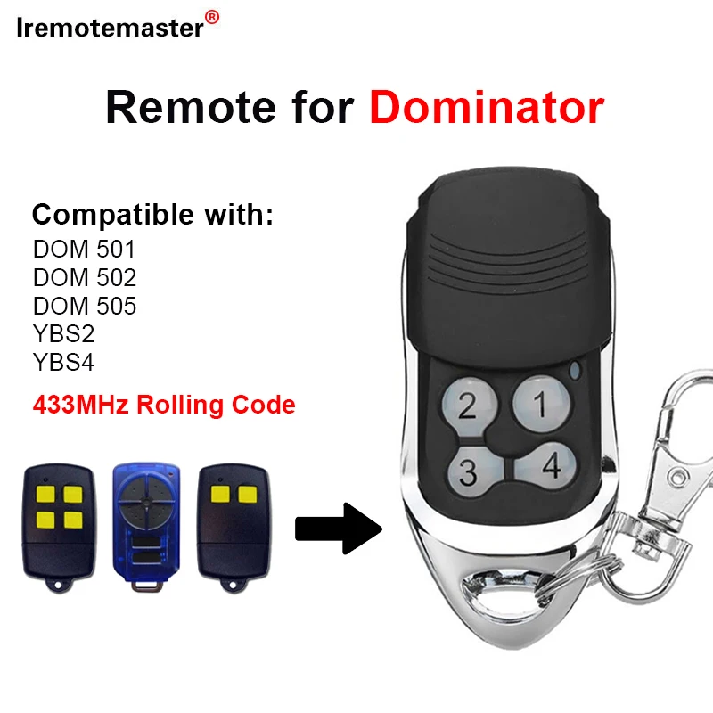 For DOMINATOR DOM501 DOM502 DOM505 Garage Door Remote Control 433Mhz 4 Channel Gate control